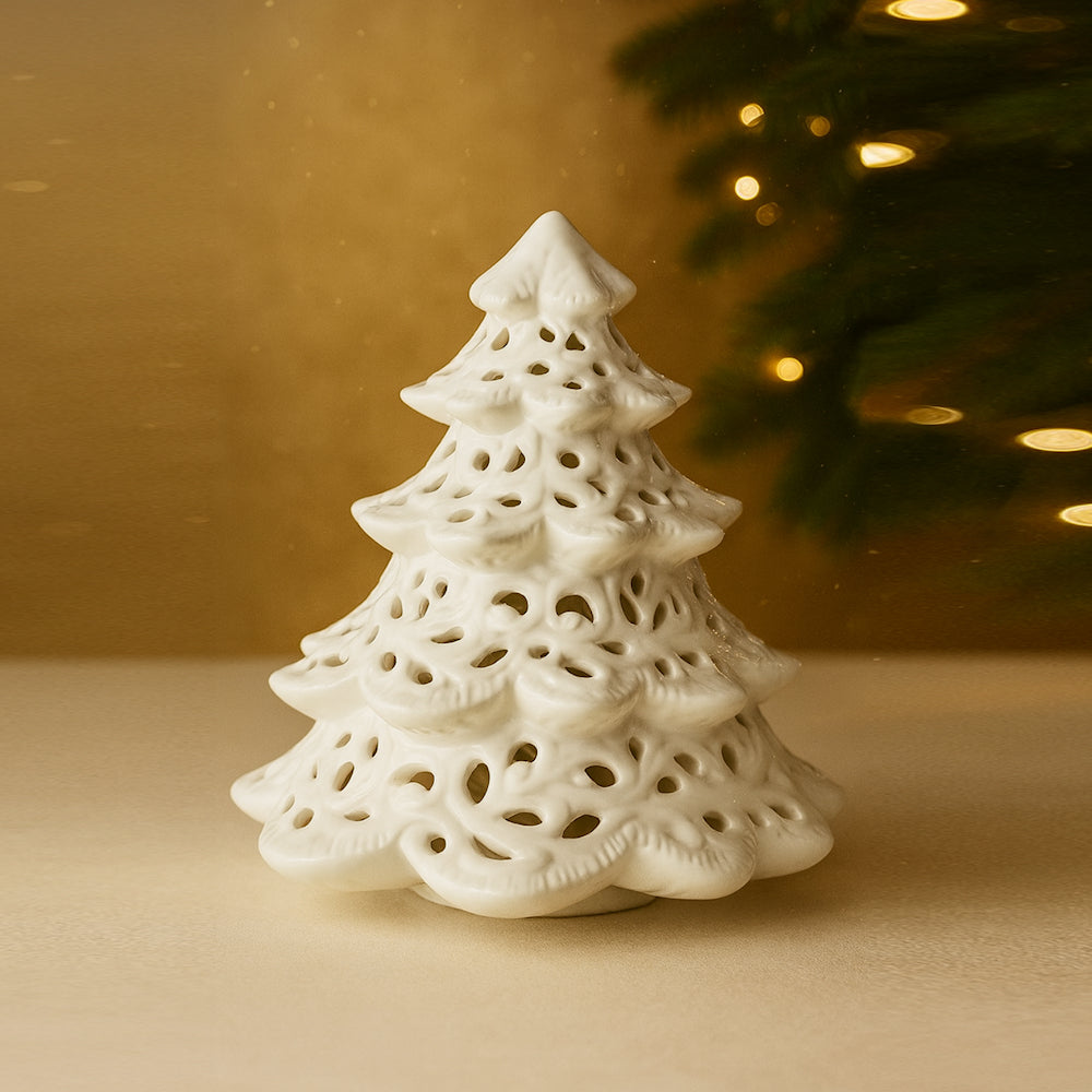Arte di Nacchi Albero Ceramica Bianca Traforata H 21×16 cm