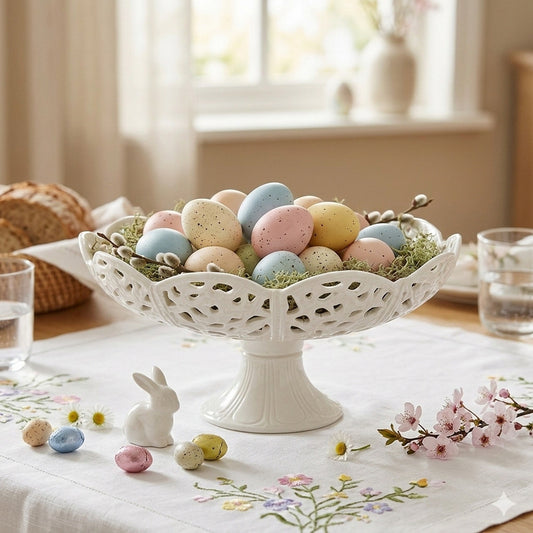 Arte di Nacchi Alzatina Ceramica Bianca Traforata 27×13 cm