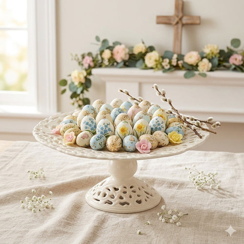 Arte di Nacchi Alzatina Traforata Ceramica Bianca 28,5x12 cm