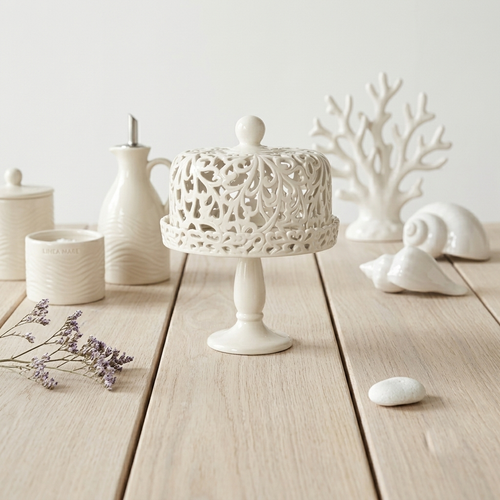 Arte di Nacchi Alzatina Traforata Ceramica Bianca 29 cm