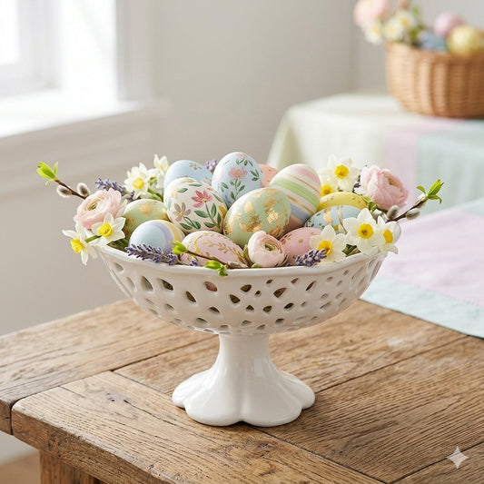 Arte di Nacchi Alzatina Traforata Ceramica Bianca 30x14