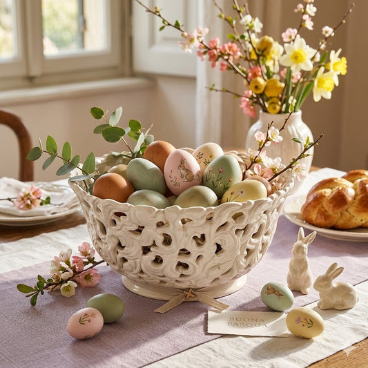 Arte di Nacchi Centrotavola Traforato Ceramica 28x20x14