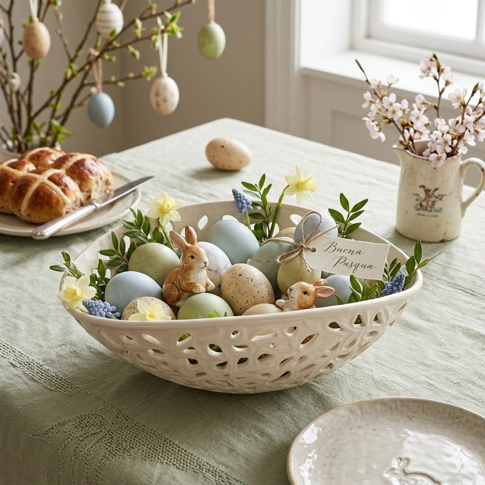 Arte di Nacchi Centrotavola Traforato Ceramica 30x20