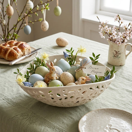 Arte di Nacchi Centrotavola Traforato Ceramica 30x20