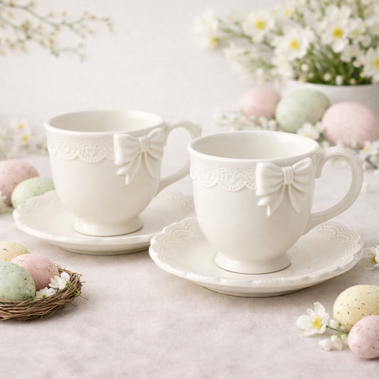 Arte di Nacchi Coppia Tazze Cioccolata Tè con Piattino Ø15 cm