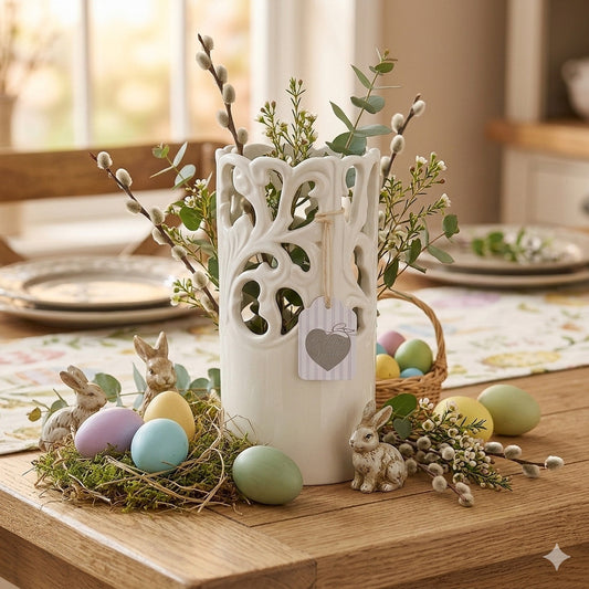 Arte di Nacchi Porta Bicchieri Ceramica Traforata H 21×9 cm