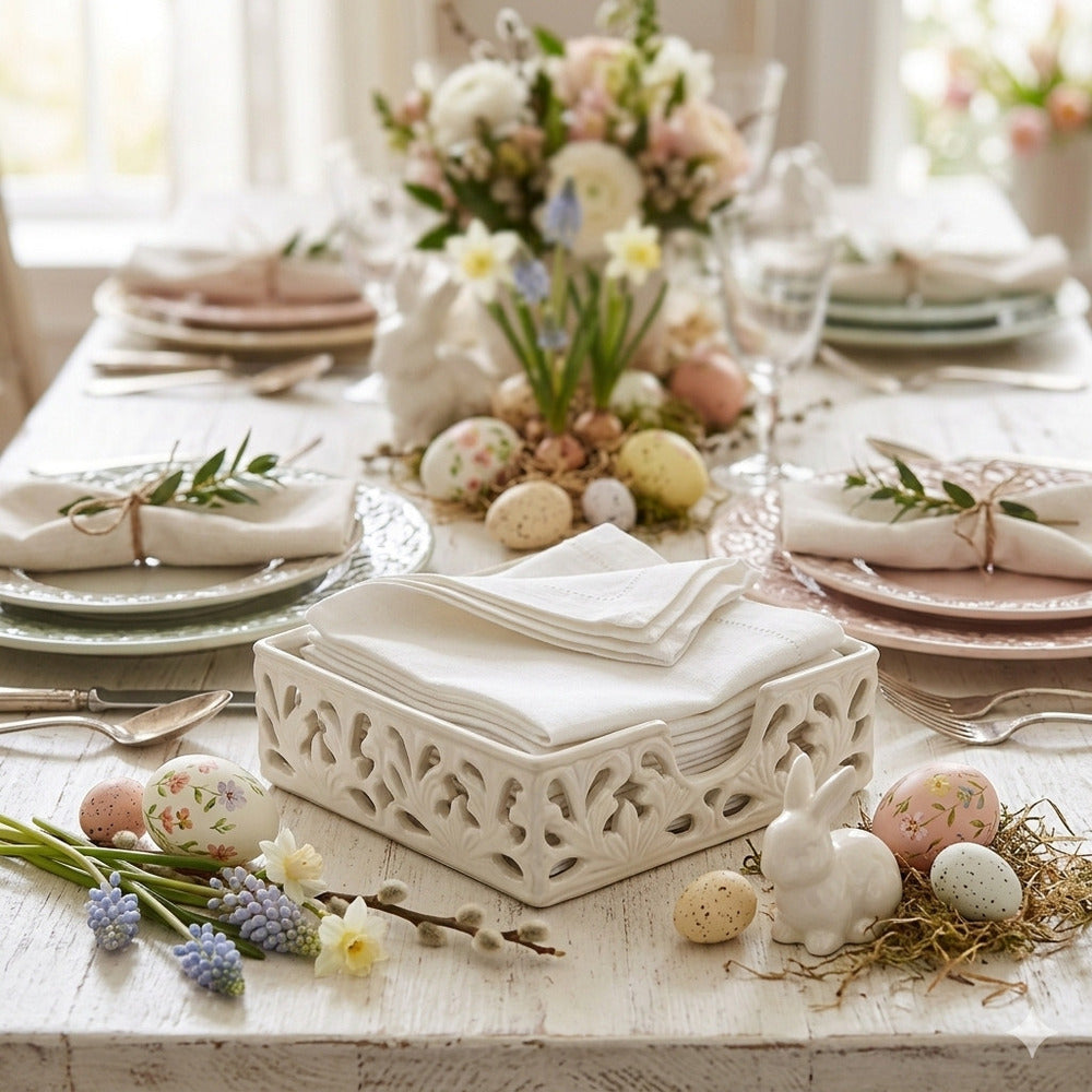 Arte di Nacchi Porta tovaglioli Ceramica Traforata 20×6,5 cm