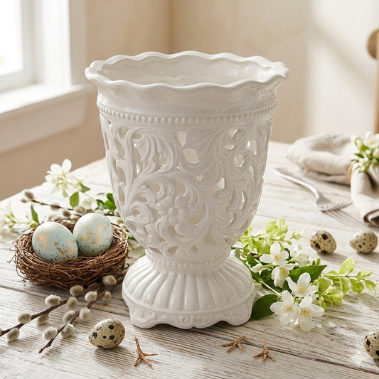 Arte di Nacchi Vaso Alzata Traforata Ceramica 25x17