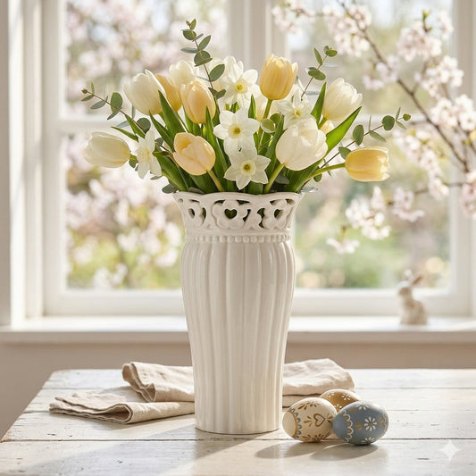 Arte di Nacchi Vaso Ceramica Bianco 33×18 cm