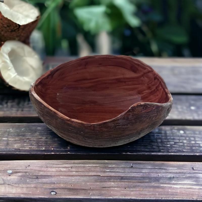 Arthesiana Centro Tavola Porta Bon Bon Cocco 20x15cm In Ceramica Fatto Mano