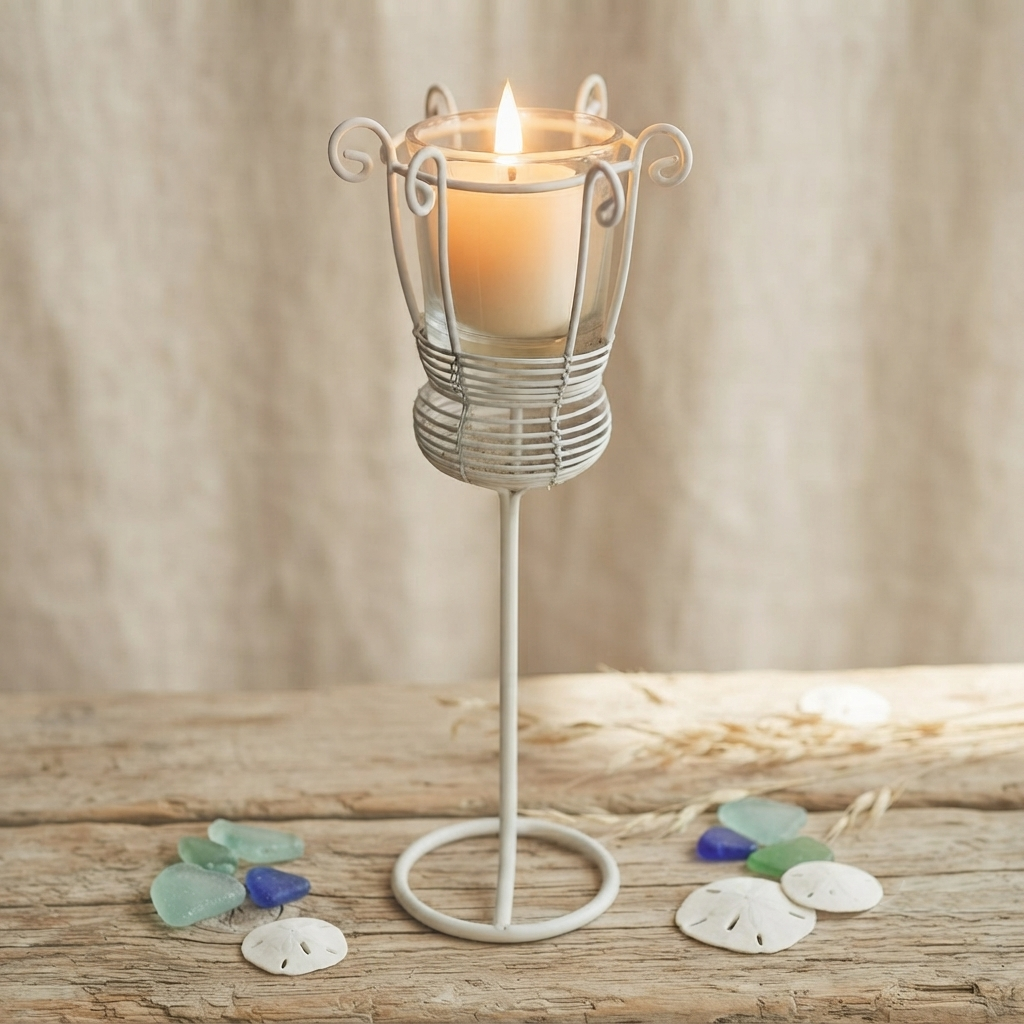 Arthesiana Porta Candela Shabby Bianco 27 cm