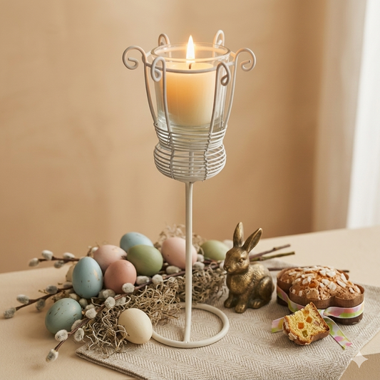 Arthesiana Porta Candela Shabby Bianco 27 cm