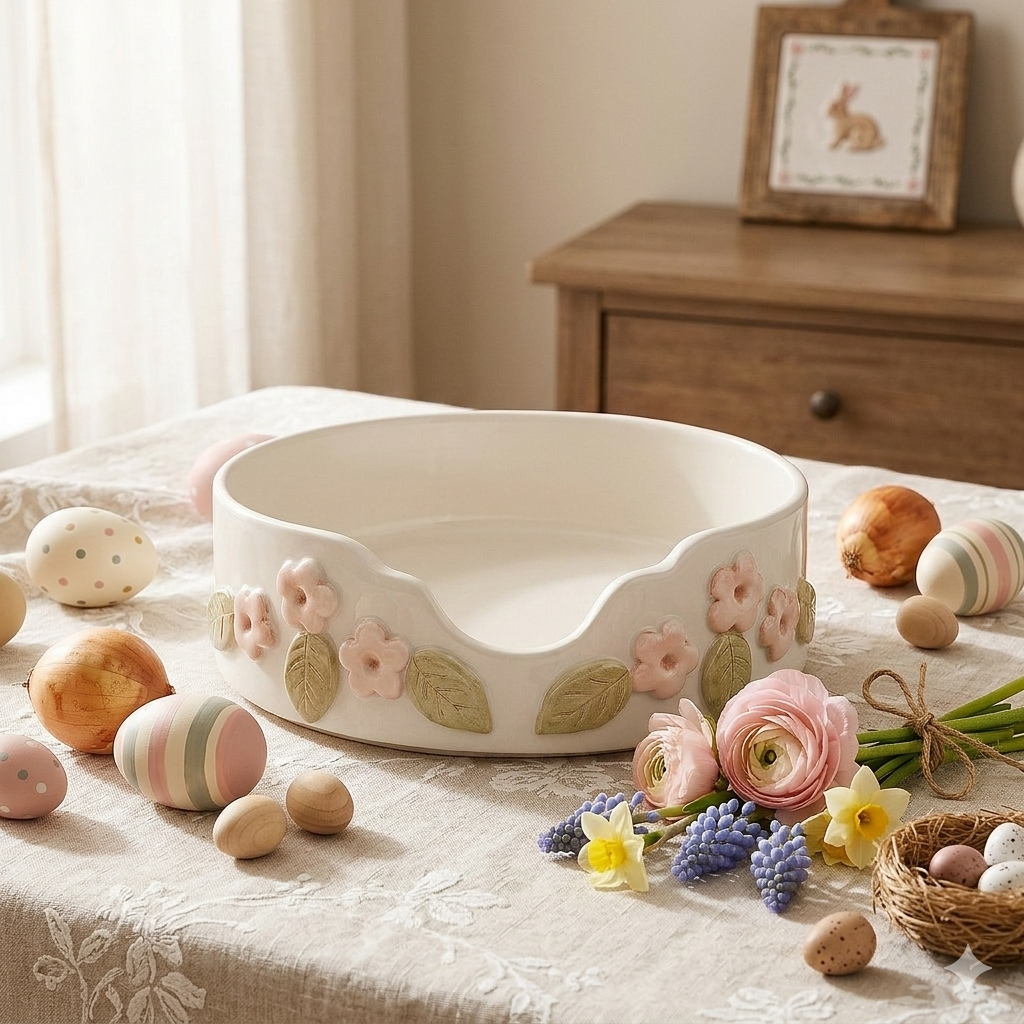 Arthesiana Porta Piatti Ceramica Fiori Decoro Floreale Ø 25 cm