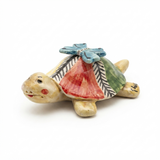 Arthesiana Tartaruga in Ceramica Fatta a Mano 11x6,5xH4 cm multicolor