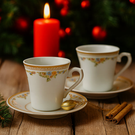 Atelier Sarti – Set 6 Tazze da Tè Gardenia Avorio in Porcellana –  Made in Italy