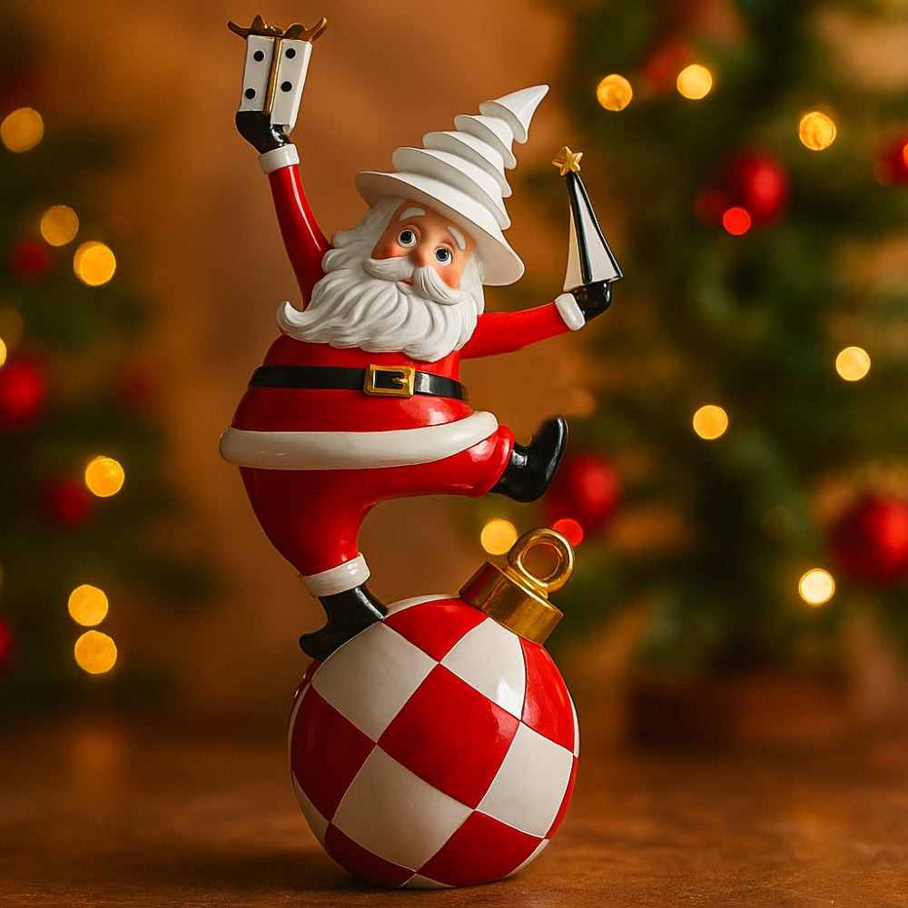 Babbo Natale con sfera e alberelli in marmorina Ilary Queen H 43,5×20 cm