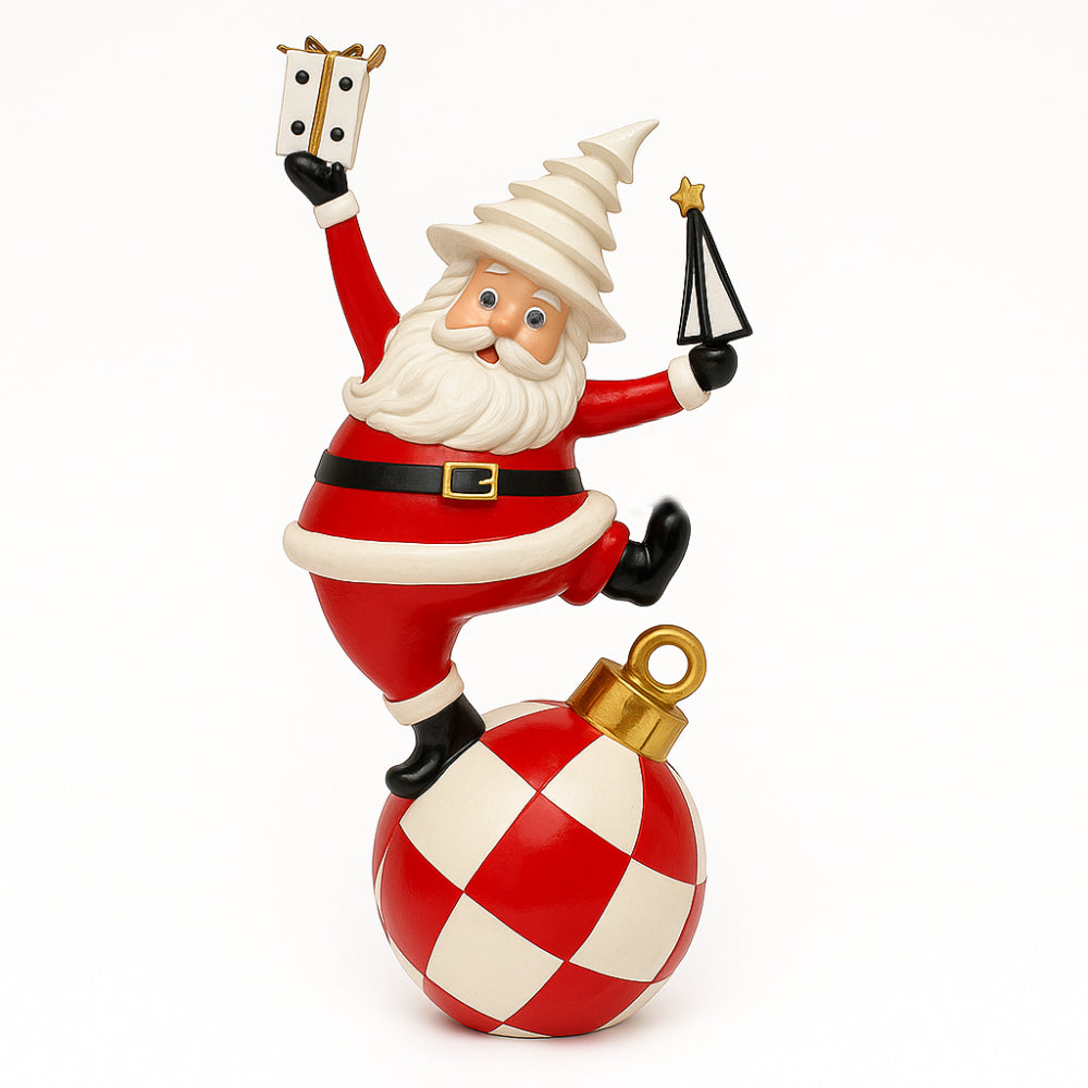 Babbo Natale con sfera e alberelli in marmorina Ilary Queen H 43,5×20 cm