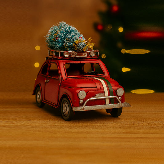 Babbomatto Auto Rossa con Albero di Natale sul Tetto - 16x7x11 cm