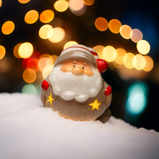 Babbomatto Babbo Natale in Ceramica con Led Babbogrigio - 7x6x7,6 cm