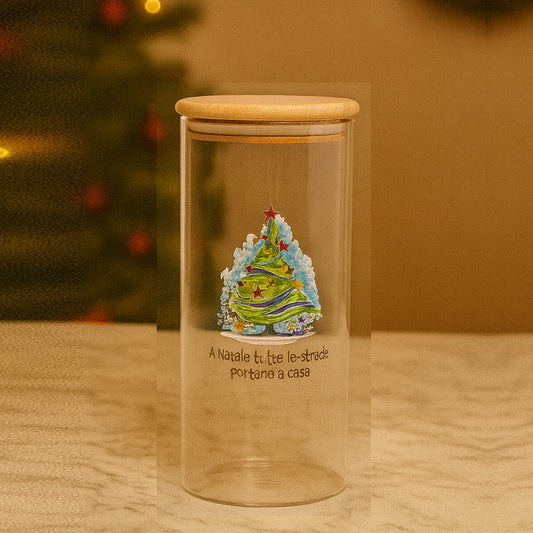 Babbomatto Barattolo Natale Ø10 H18 "a Natale tutte le strade..."