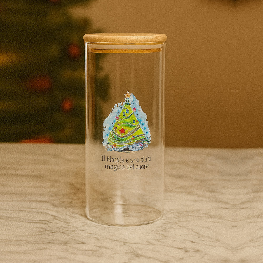 Babbomatto Barattolo Natale Ø10 H23 con Frase Magica