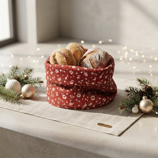 Babbomatto Cestino Pane Cotone Decoro Natale Ø20 cm