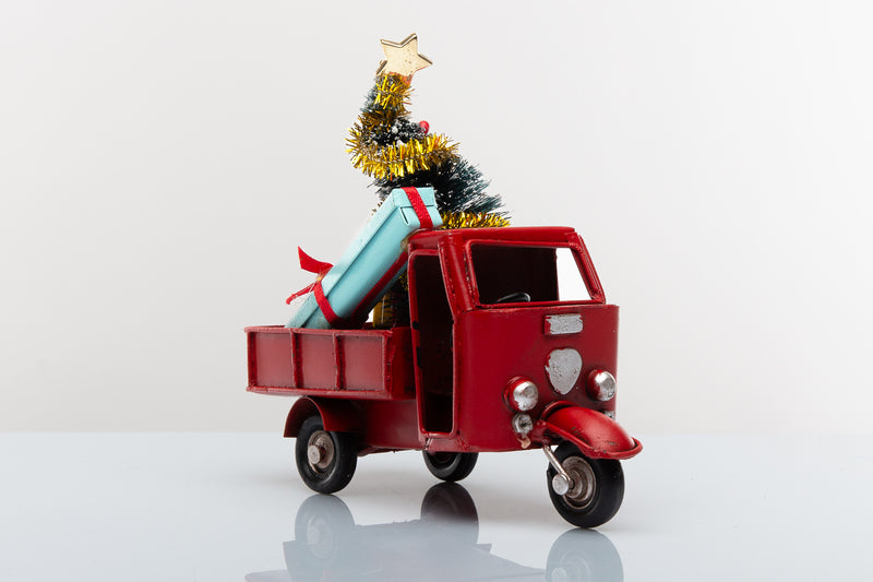 Babbomatto Deco Natalizia Ape Car con Albero di Natale - (L 11 cm)