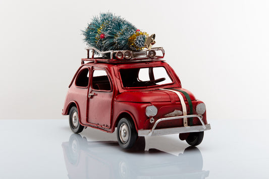 Babbomatto Deco Natalizia Auto con Albero di Natale - (16x7x11 cm)