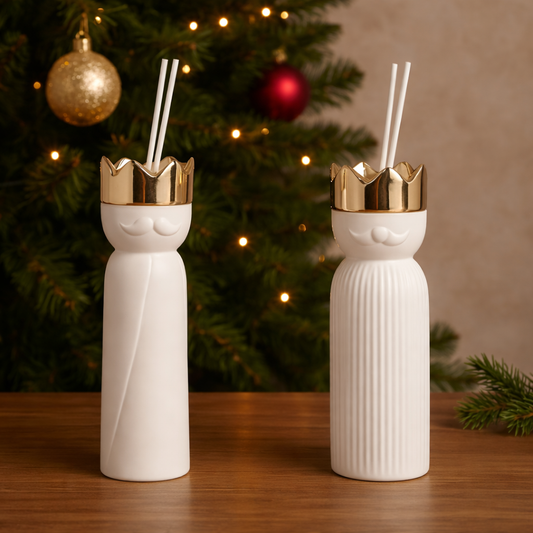 Babbomatto Diffusore Re Magio Biscuit Bianco e Oro H21-17- cm