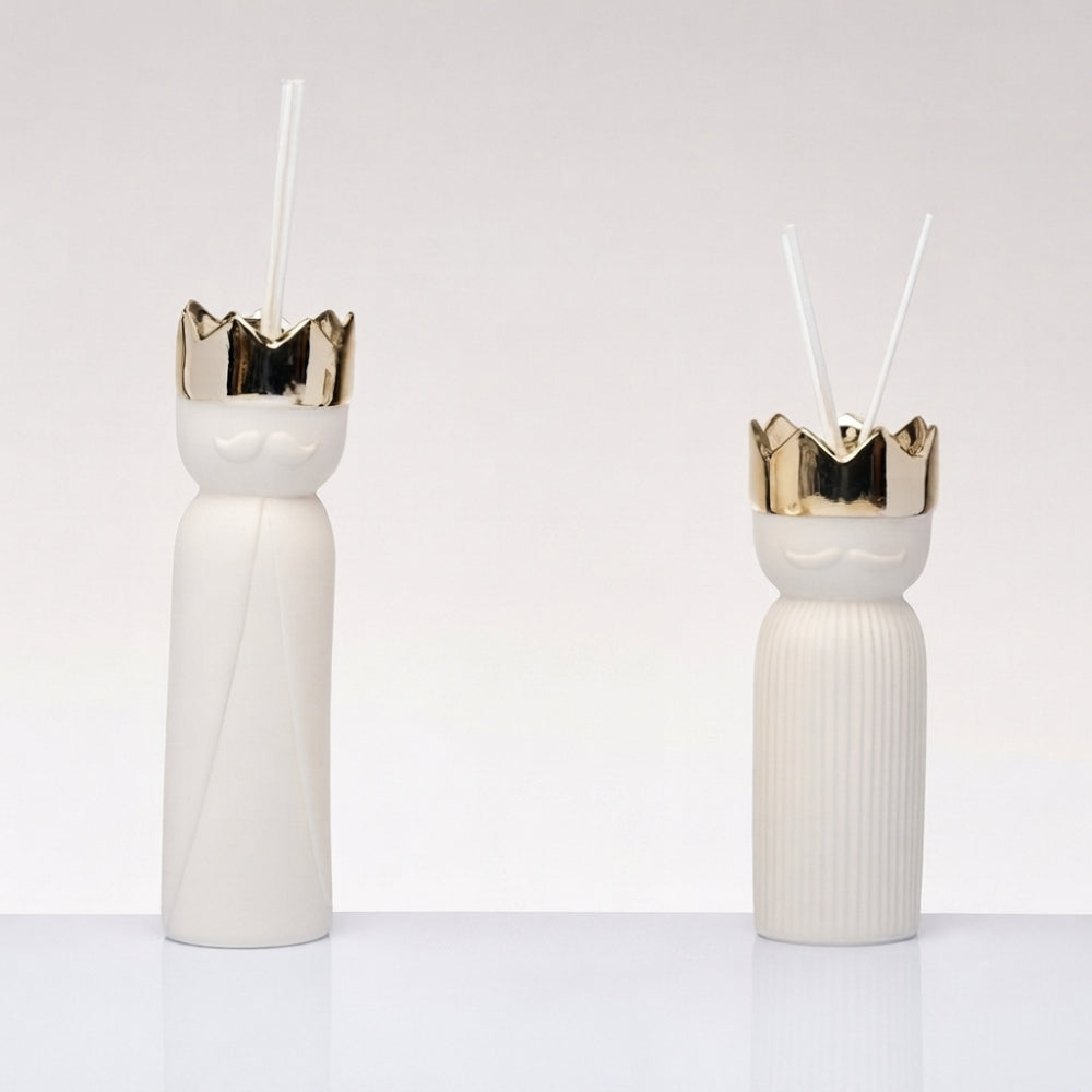 Babbomatto Diffusore Re Magio Biscuit Bianco e Oro H21-17- cm