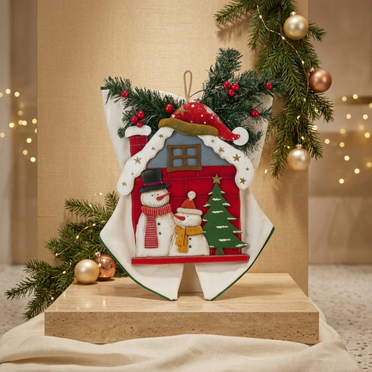 Babbomatto Fuoriporta Legno Pupazzo Neve con Fiocco 50x37 cm