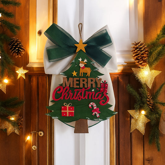 Babbomatto Fuoriporta Natalizio in Legno "Merry Christmas" - Decorazione Festiva 42x28cm