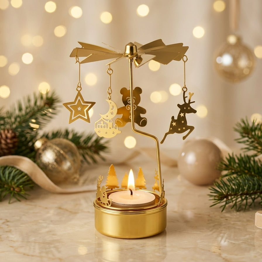 Babbomatto Girandole Metallo Oro con Tea Light 14x7 cm