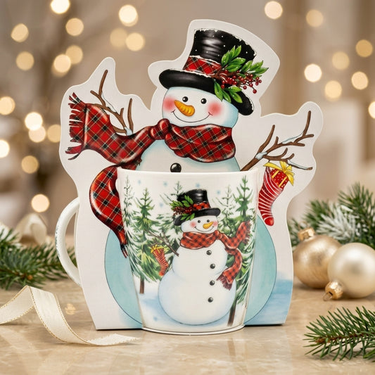 Babbomatto Mug Ceramica Natale Pupazzo di Neve 350 ml