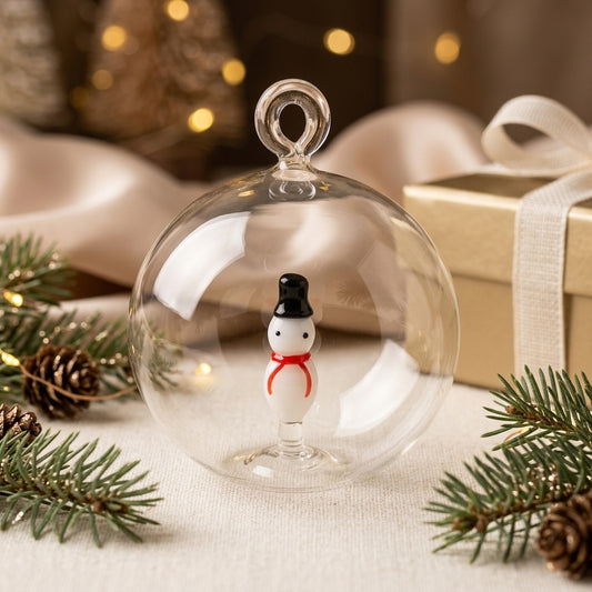 Babbomatto Palla Natale Vetro con Pupazzo di Neve Ø9 cm