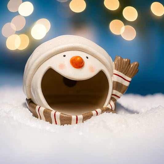 Babbomatto Portatutto Pupazzo di Neve in Ceramica Snowman - Decorazione Natalizia 24cm