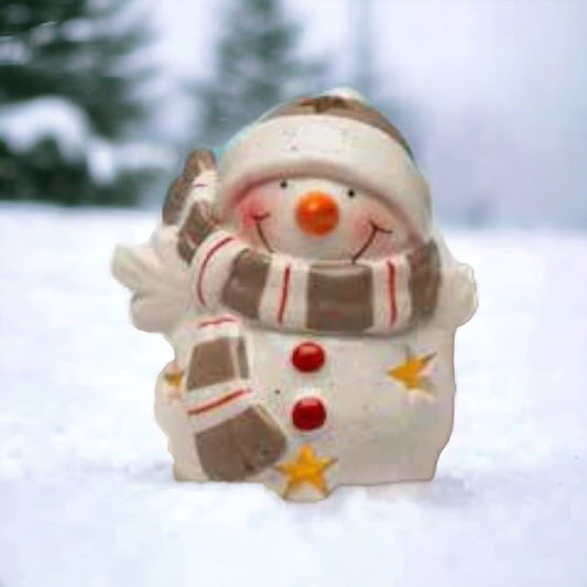 Babbomatto Pupazzo di Neve Ceramica Led Pupazzobianco 9cm