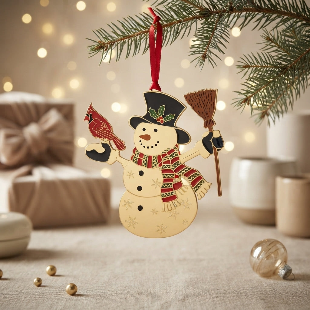 Babbomatto Pupazzo di Neve Metallo Oro 7,5 cm Decorazione