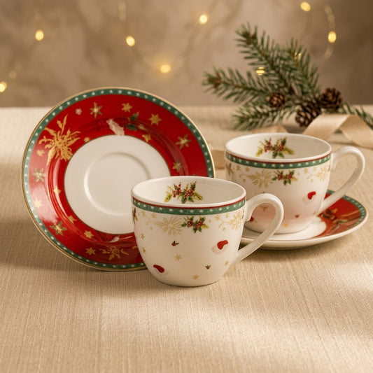 Babbomatto Set 2 Tazzine Babbo Renna Porcellana Ø13 + 5x9 cm