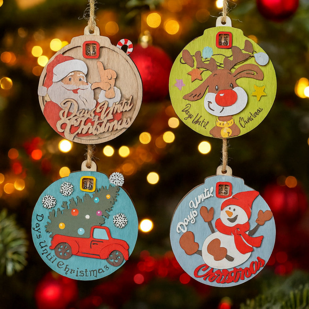 Babbomatto conto alla rovescia in legno Ø 12 cm decorazione natalizia