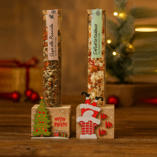 Babbomatto porta provette spezie natalizia Santa Claus o Albero di Natale H16.5x5 cm