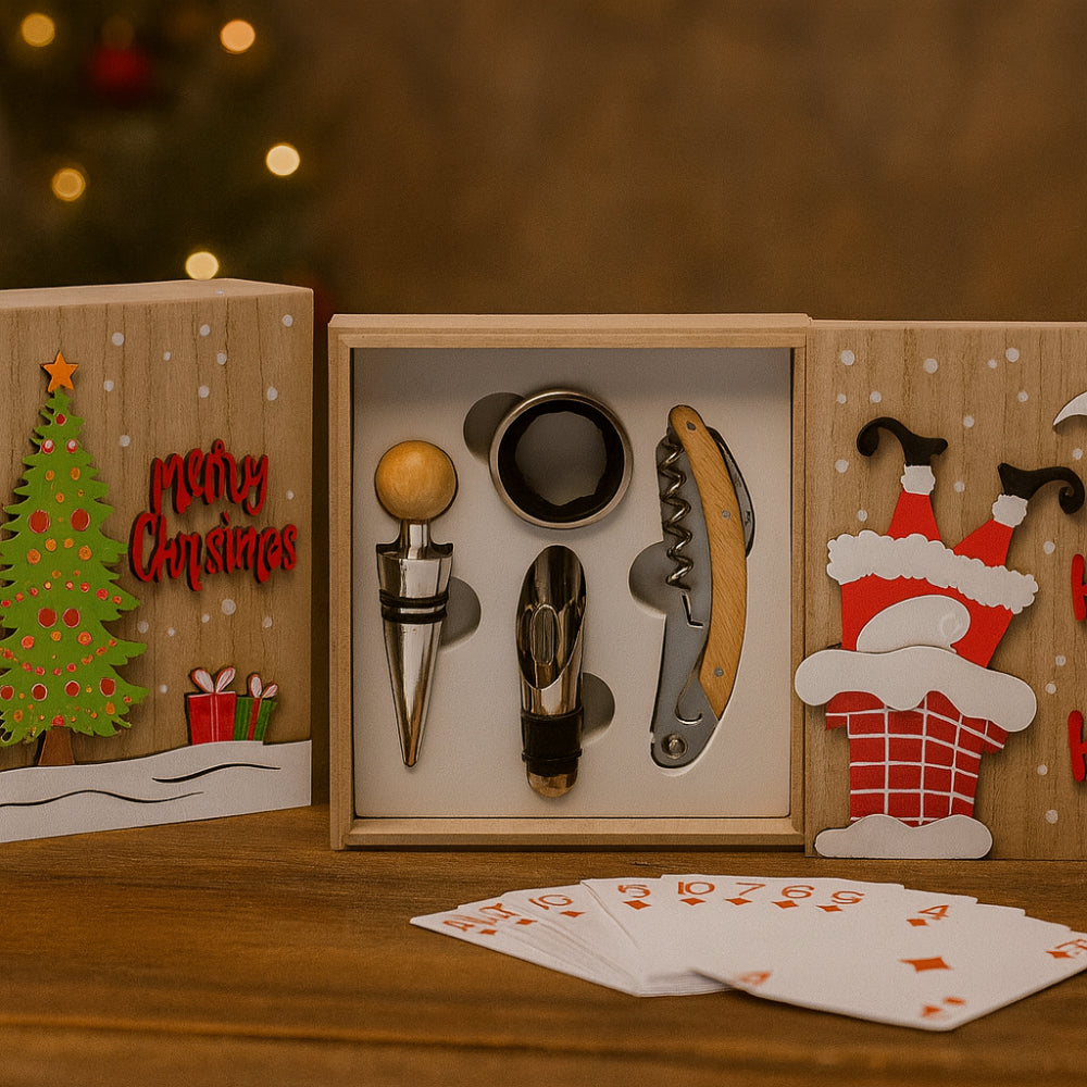 Babbomatto scatola attrezzi vino in legno 16x14x5 cm