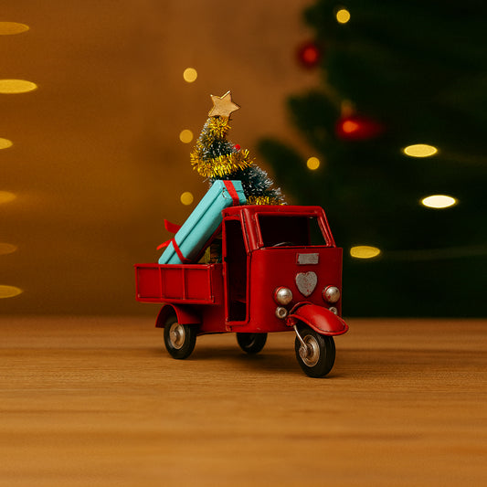 Babbomatto Deco Natalizia Ape Car con Albero di Natale - (L 11 cm)
