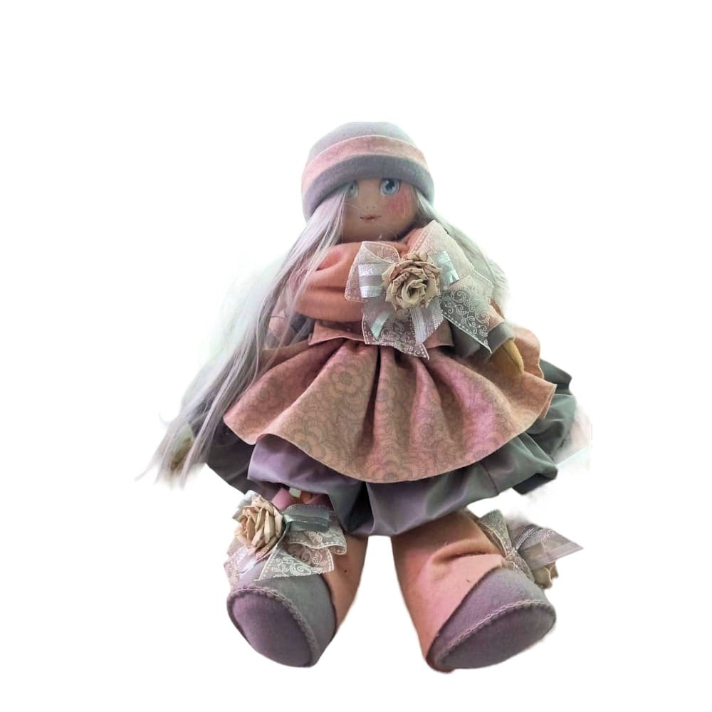 Bambola Artigianale Vestito In Feltro & Foam Da Collezione Dipinto A Mano 52x35