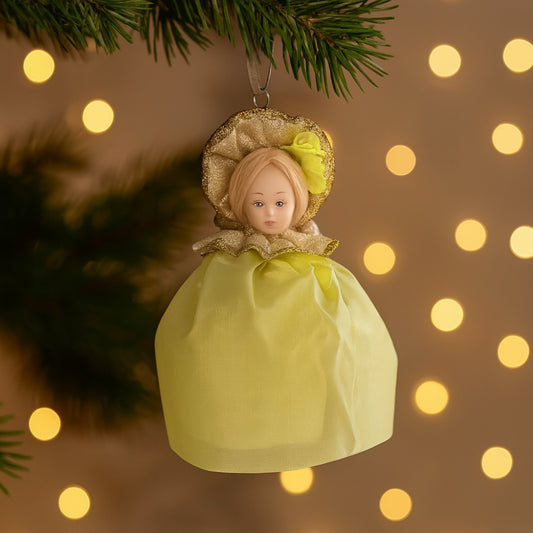 Bambola decorativa in tessuto verde salvia 20 cm per albero di Natale – Collezione Noël