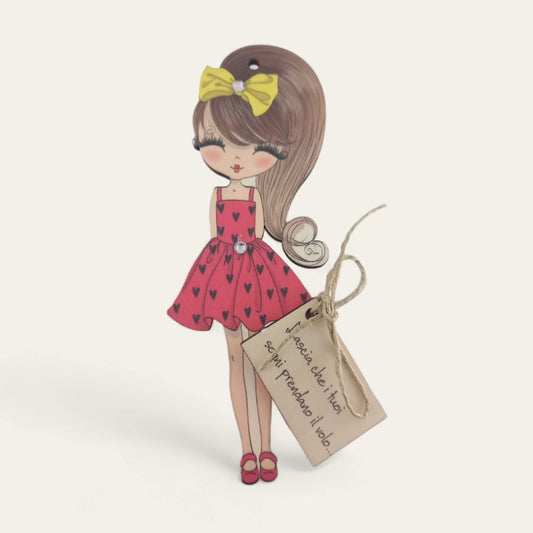 Bambolina Dolls Negò con Tag Decorativo 16,5 cm Made in Italy