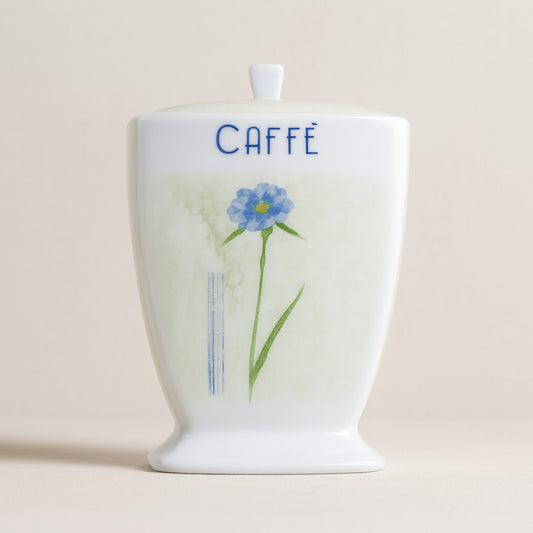 Barattolo caffè in porcellana decoro Zafiro I.C.C. H 17x11 cm