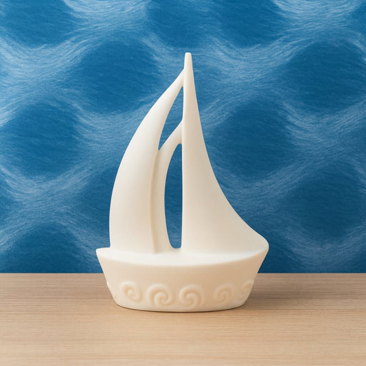 Barca a vela in gres Ilary Queen con LED H 17 cm decorazione marina