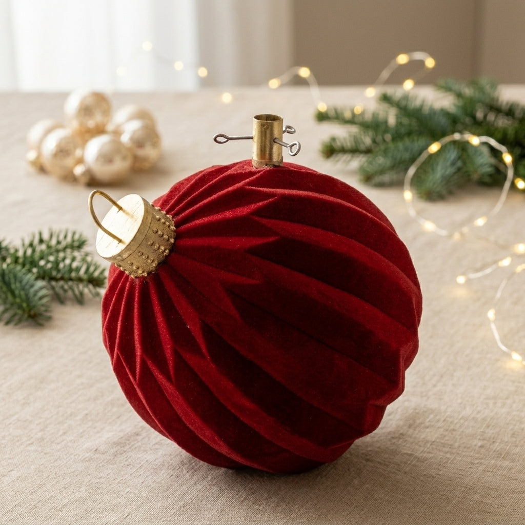 Base Albero di Natale Palla Bordeaux in Velluto Ø41 H42 cm