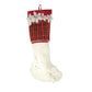 Befana Calza Tessuto Panna e Feltro Tartan con Decorazione H.40 cm Stella di Natale Bianca
